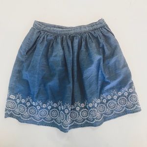 Chambray Skirt with Embroidered Details